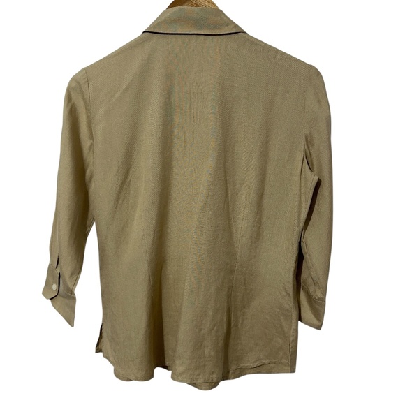 Alfani Womens Silk Linen Bld Beaded Shirt Size 2 Button Down - Picture 2 of 10
